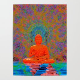 Cool Water Zen (Ultraviolet) (psychedelic, meditation) Poster