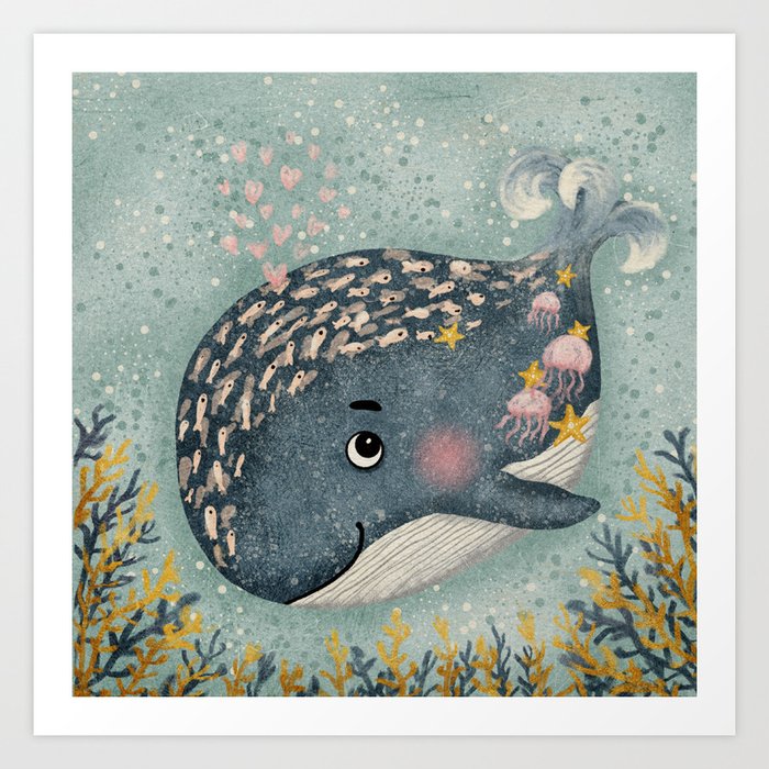 Cute Whale || In the ocean Art Print by Karinartspace | Society6
