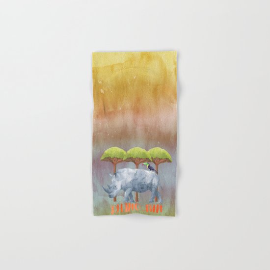 RHINO - FUN - rhinoceros - Africa Animal on #Society6 Hand & Bath Towel