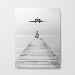 Steady As She Goes 6; aircraft coming in for an island landing female in bikini black and white photography - photographs - photograph Metal Print | Keywest, Extreme, Hawaii, Daredevils, Photographs, Aircraft, Photo, Flying, Jets, Stunts 
