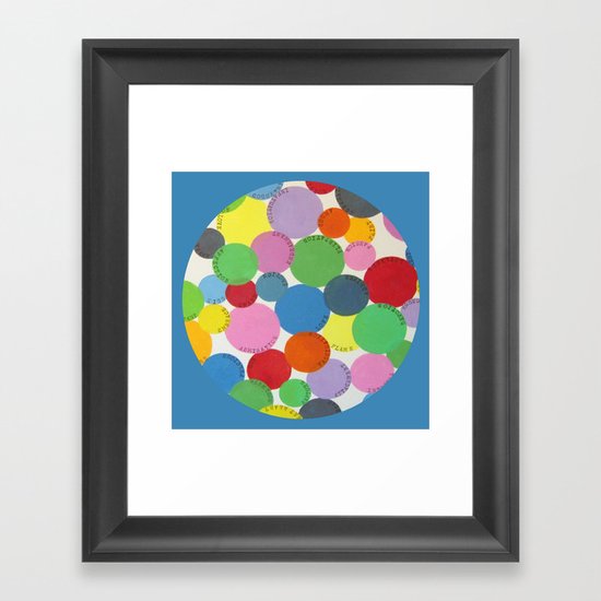 Word Bubbles Blue Framed Art Print
