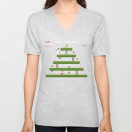 merry christmas retro pixel video game V Neck T Shirt