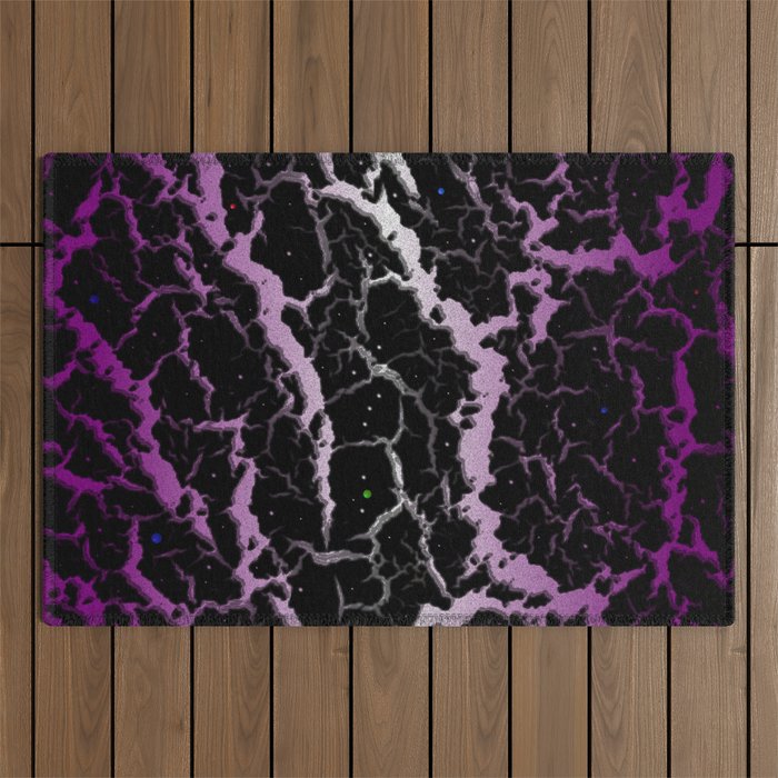 Cracked Space Lava - Purple/White Outdoor Rug