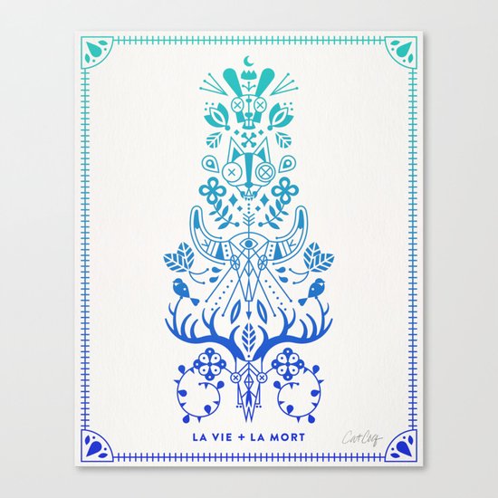 La Vie & La Mort – Blue Ombré Canvas Print