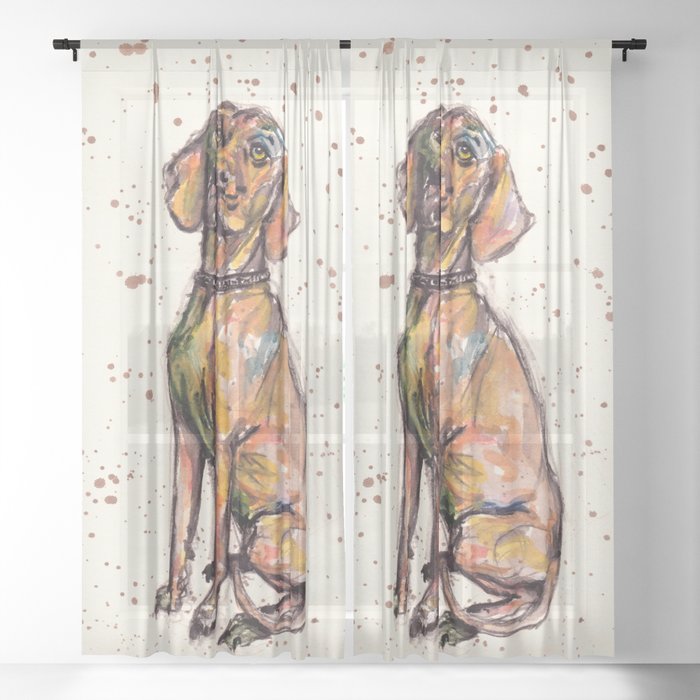 Hungarian Vizsla Dog Sheer Curtain