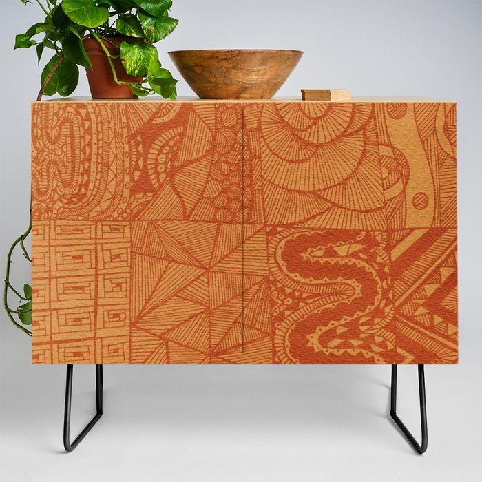 Orange Textile Pattern Design Credenza
