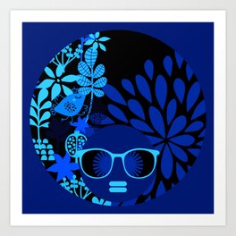 Afro Diva : Sophisticated Lady Royal Blue Art Print