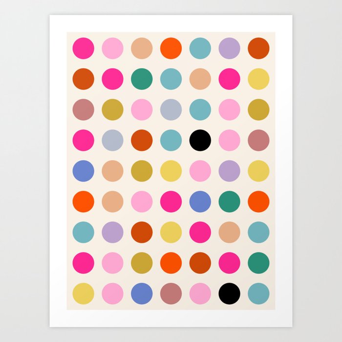 Colorful Vintage Geometric Dots Art Print
