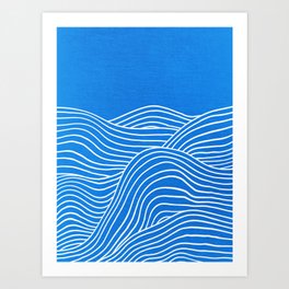 French Blue Ocean Waves Art Print