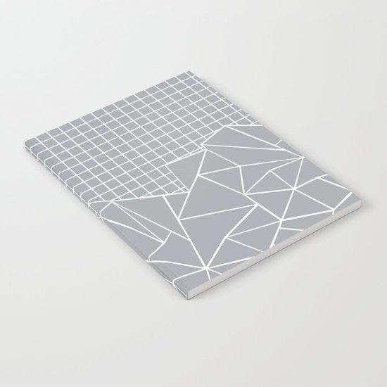Abstract Outline Grid Grey Notebook
