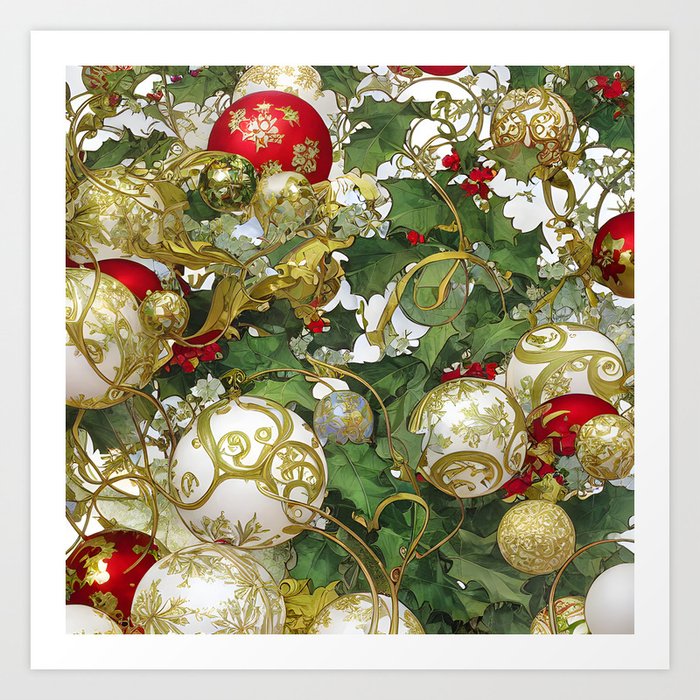 Amazing Christmas Vintage Ornaments 18 Art Print