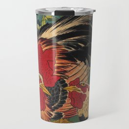 Hokusai, Rooster,Hen and Chicken with Spiderwort Travel Mug