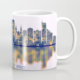 Minsk Skyline Coffee Mug | Travel, City, Dark, Belarus, Watercolor, Cityscape, Illustration, Artwork, Downtown, Abstract 