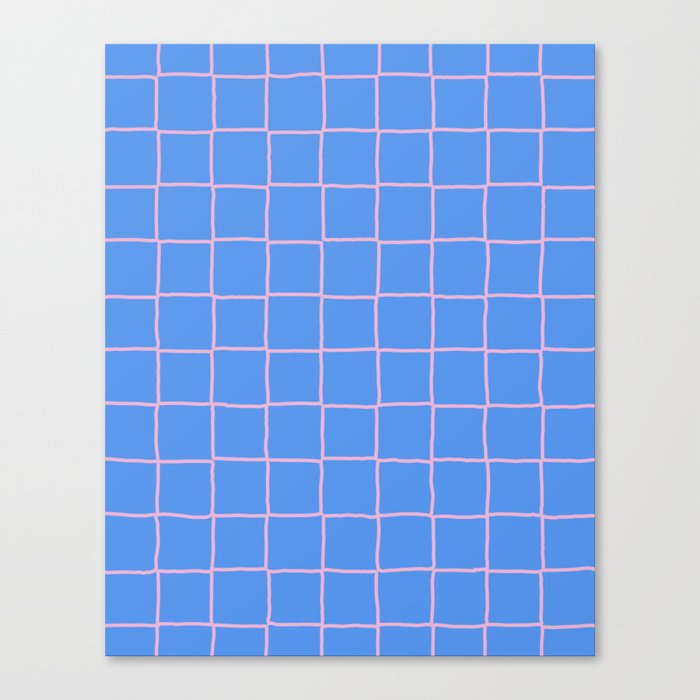 Blue + Pastel Purple Tiles Checker Plaid Canvas Print