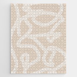 Minimalist Japandi Neutral Beige And Imperfect White Lines Jigsaw Puzzle