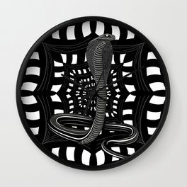 Hypnotizing snake on optic illusion black and white Wall Clock