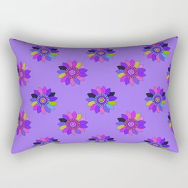 Beautiful Flower Folk Styled Doodle Art-Purple Rectangular Pillow
