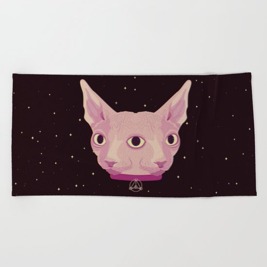Two-Faced Sphynx From Outer Space Beach Towel