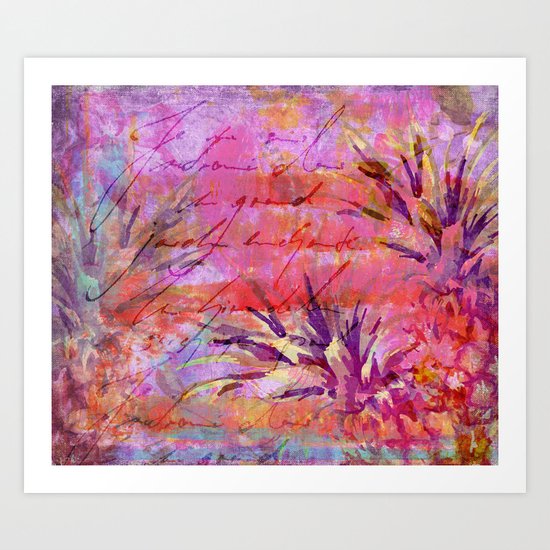 Tropical Pineapple pink abstract illustration art Art Print