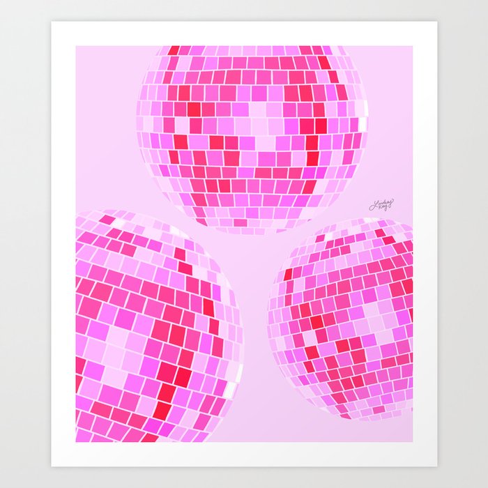 Disco Balls Illustration (Pink Palette) Art Print