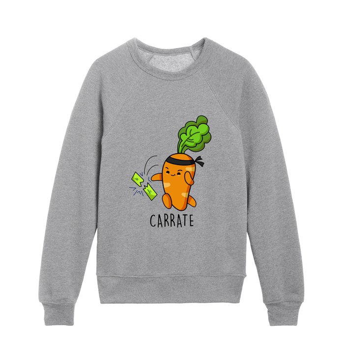 Carrate Cute Martial Arts Carrot Pun Kids Crewneck