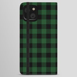 Jumbo Forest Green and Black Rustic Cowboy Cabin Buffalo Check iPhone Wallet Case