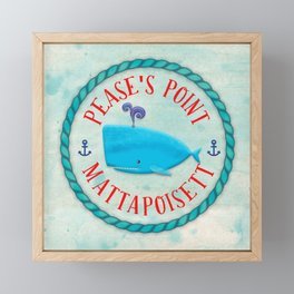 Pease's Point Mattapoisett Blue Whale with Anchors Framed Mini Art Print
