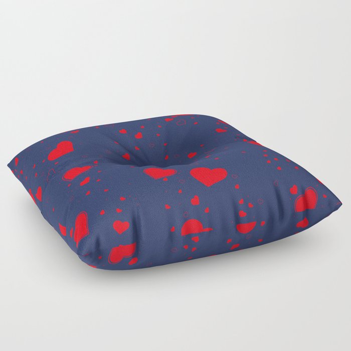 Valentine's Hearts - Blue Floor Pillow