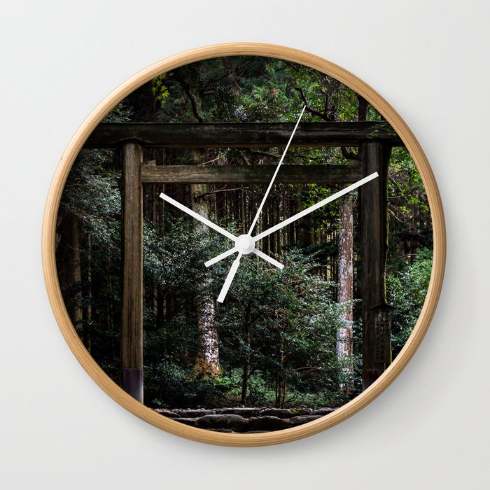 Torii in the forest (japan) Wall Clock