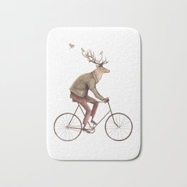 Even a Gentleman rides Bath Mat | Bicycle, Wildanimals, Curated, Deers, Drawing, Gentleman, Wildanimal, Animal, Forest, Vinatge 