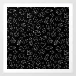 Black and White Crystal Pattern Art Print