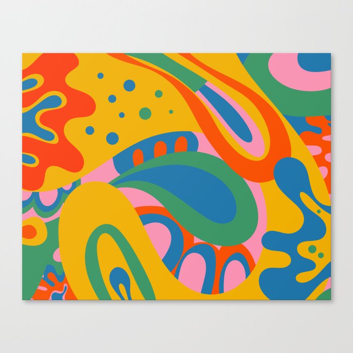 So Trippy Retro Psychedelic Abstract Pattern 2 in Rainbow Pop Colors Canvas Print