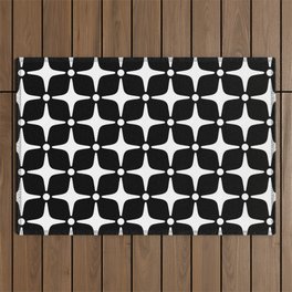 Mid Century Modern Star Pattern Black and White 2 Outdoor Rug