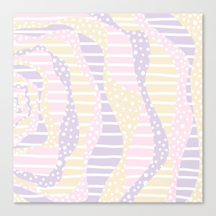Spots and Stripes 2 - Pastel Pink, Yellow and Purple Canvas Print