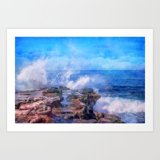 Pacific surf in California Art Print