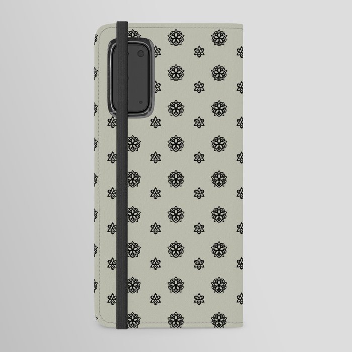 Black Flowers Illustration Pattern Pewter Android Wallet Case