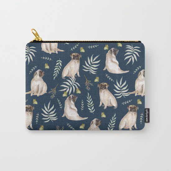Pugs and butterflies. Blue pattern Carry-All Pouch