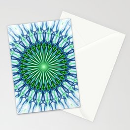 White , green and blue mandala Stationery Card