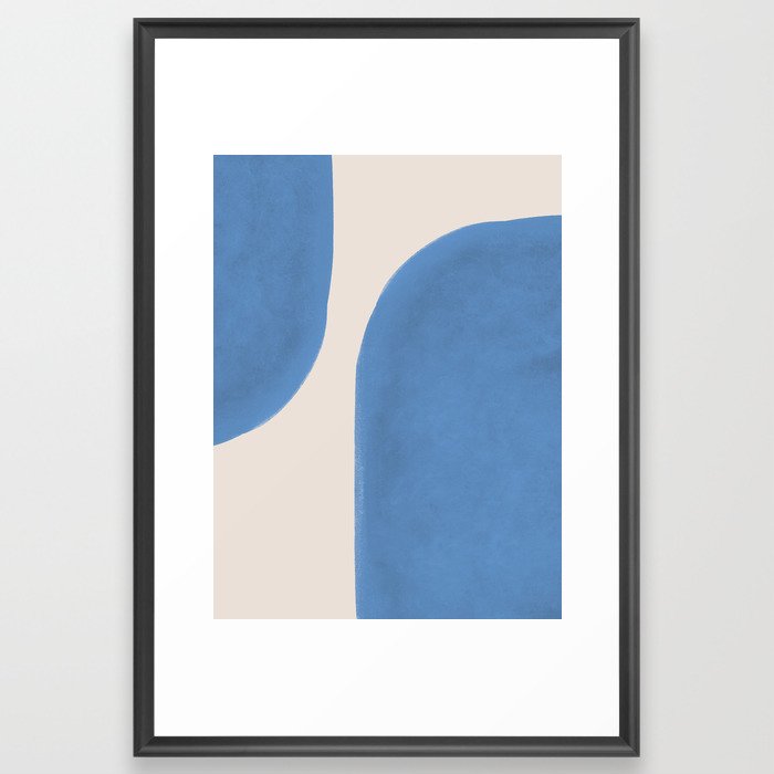Painted Shapes - Blue Minimalist Framed Art Print