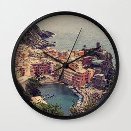 Vernazza, Cinque Terre, Italy-Overlook Wall Clock | Italy, Fishingvillage, Varnazza, Italianriviera, Cinqueterra, Amazingview, Village, Digital, Landscape, Vernazzaoverlook 