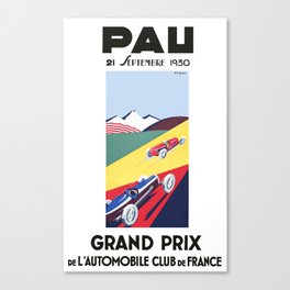 1930 PAU French Grand Prix Racing Poster Canvas Print