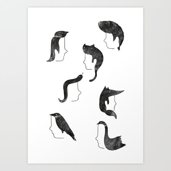 Hairnimals Art Print