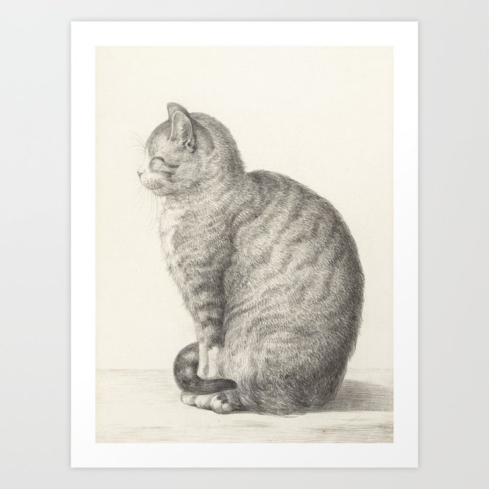 Jean Bernard Sitting Cat Animal Fine Art Artistry Art Print