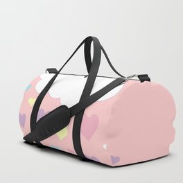 Cute Candy Cloud With Rain Of Hearts Duffle Bag
