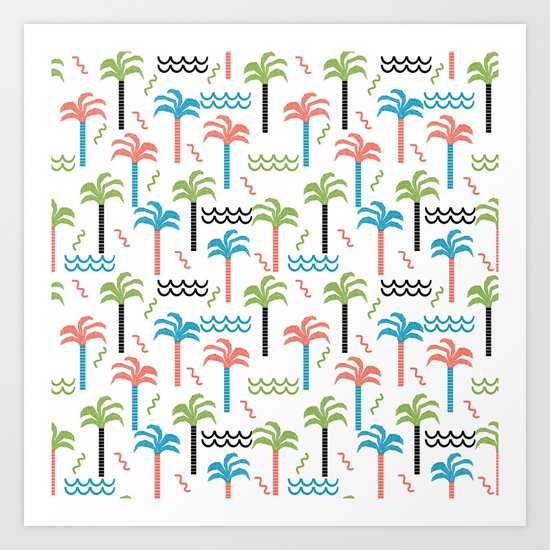 summer tropical shapes modern minimal abstract pattern trendy gifts Art Print
