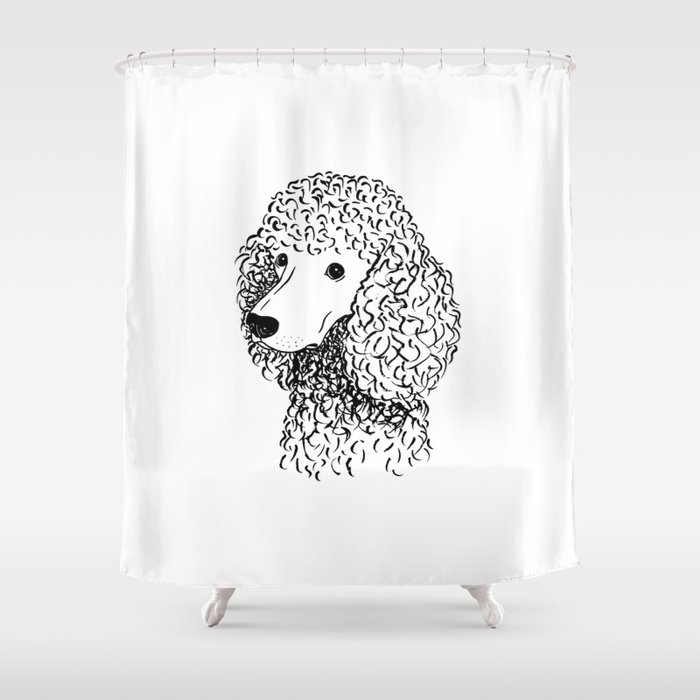Poodle Black And White Shower Curtain, Poodle Shower Curtain Hooks