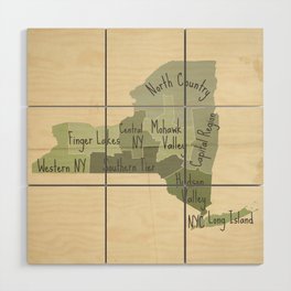 Regions of New York State Map Wood Wall Art