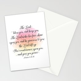 The Lord bless you, and keep you. The Lord make his face shine upon you, and be gracious to you Stationery Cards