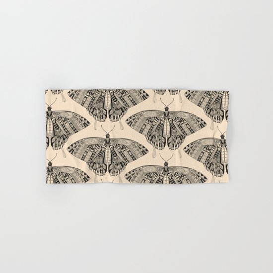 swallowtail butterfly pale peach black Hand & Bath Towel