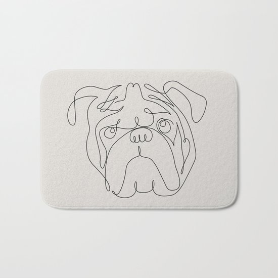 One Line English Bulldog Bath Mat